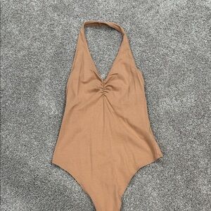 American Eagle Outfitters Tan Halter Bodysuit
